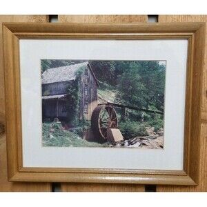 Rustic Water Mill Scene - Framed Photograph of Gresham Mill GA (11.25x9.5")